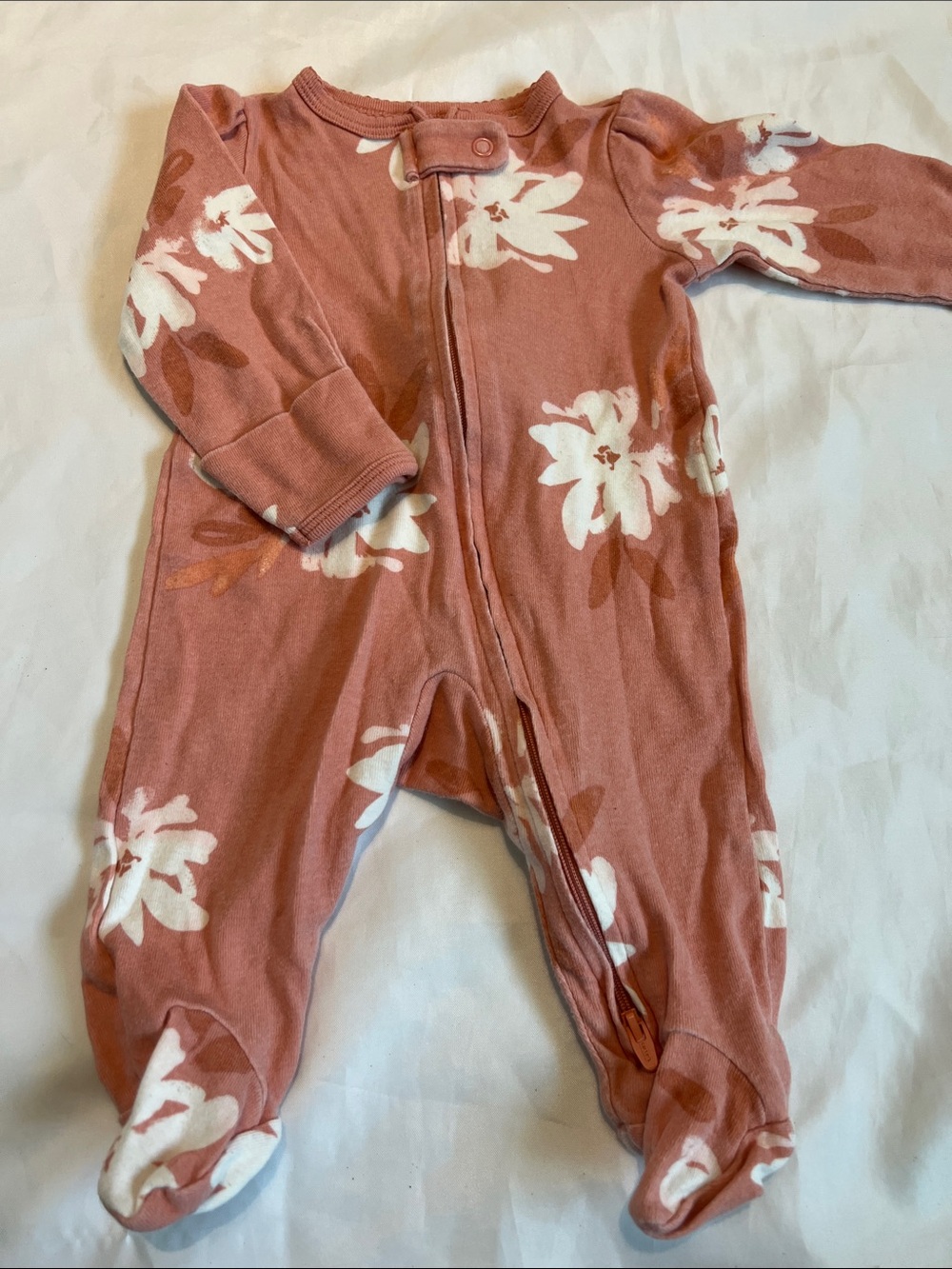 “Bundle 10/$13” Carter's 3M Dusty Rose Floral Footed One-Piece baby girl sleeper